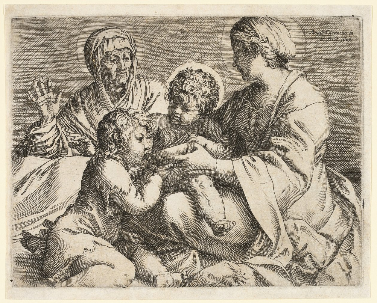 La Virgen con el Niño con los santos Isabel y Juan Bautista de Annibale Carracci
