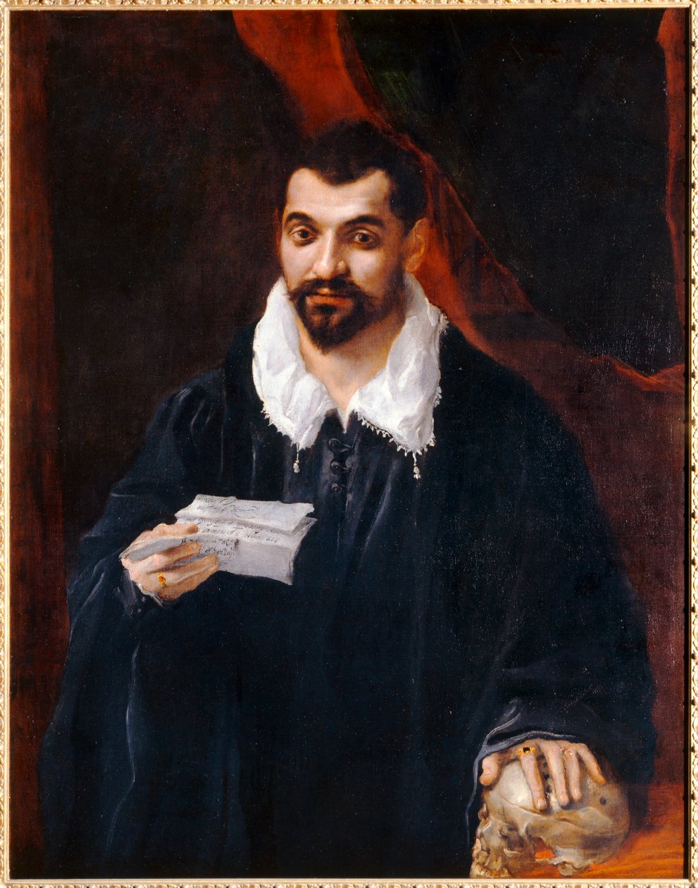 Retrato de un hombre sosteniendo una calavera, antiguamente ... de Annibale Carracci