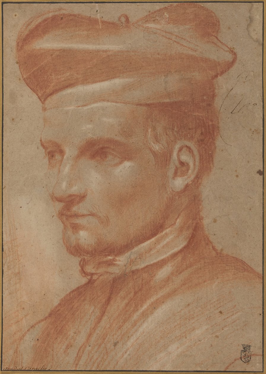 Retrato de un eclesiástico con birreta de Annibale Carracci