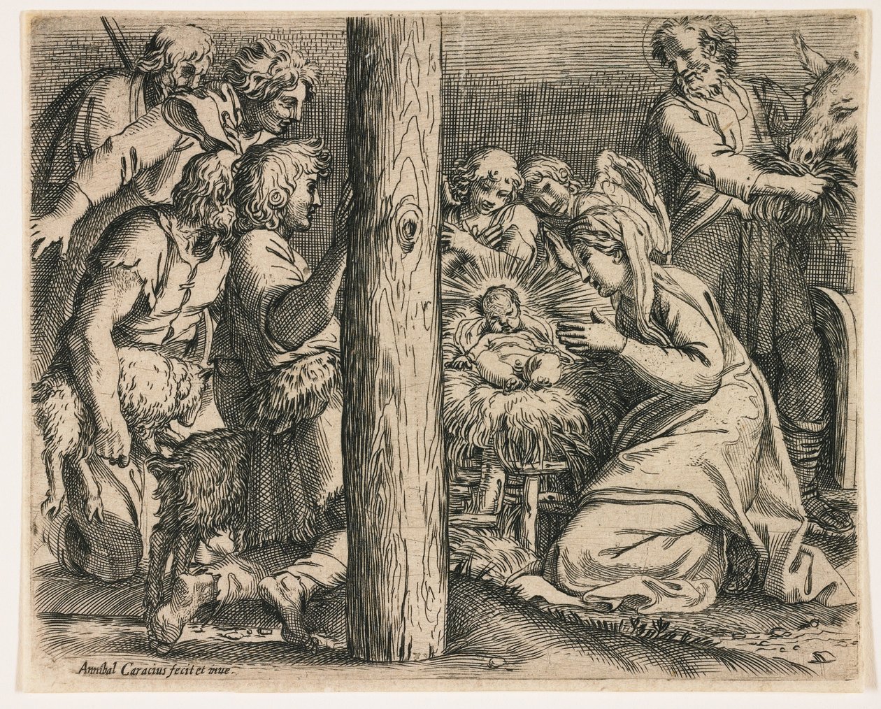 La adoración de los pastores de Annibale Carracci