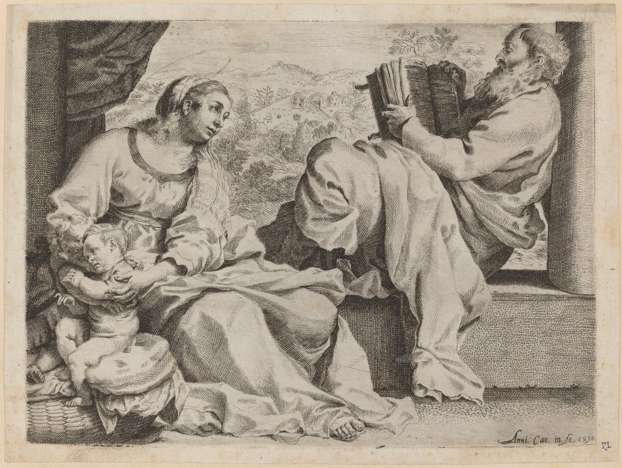 La Sagrada Familia con San Juan Bautista de Annibale Carracci