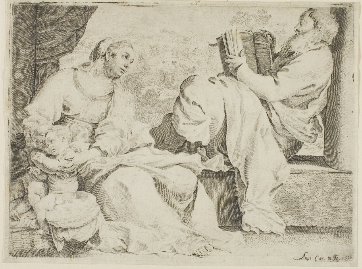 La Sagrada Familia con San Juan Bautista de Annibale Carracci