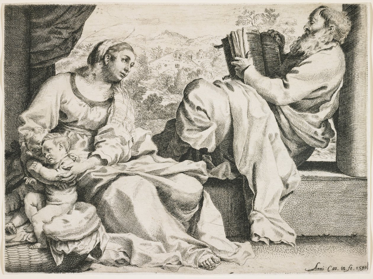 La Sagrada Familia con San Juan Bautista, 1590 de Annibale Carracci