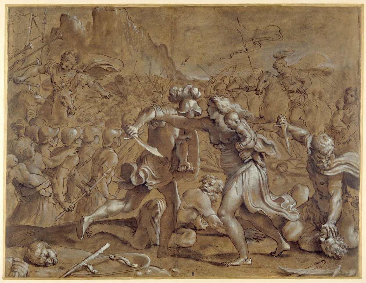 La batalla entre los romanos y los sabinos de Annibale Carracci