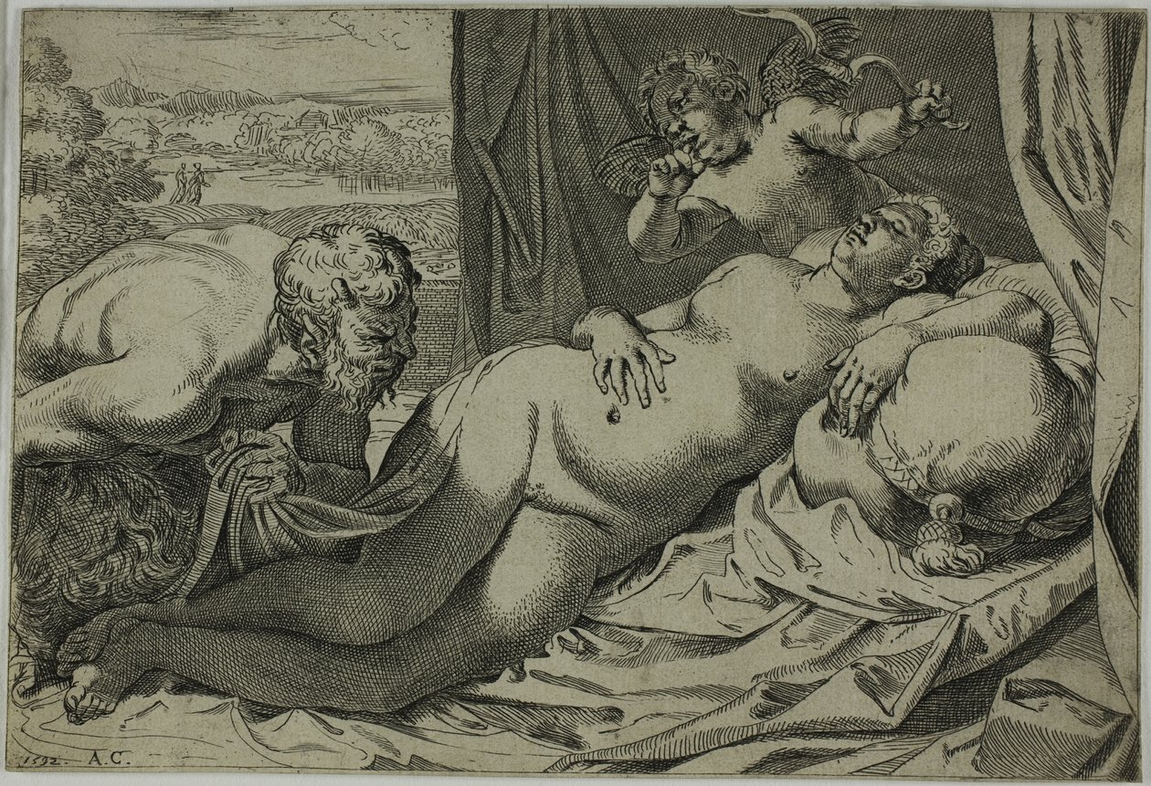 Venus y sátiro de Annibale Carracci