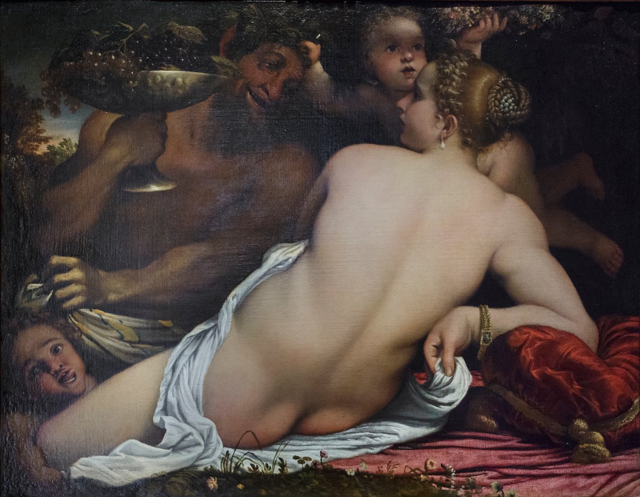 Venus, dos sátiros y Cupido de Annibale Carracci