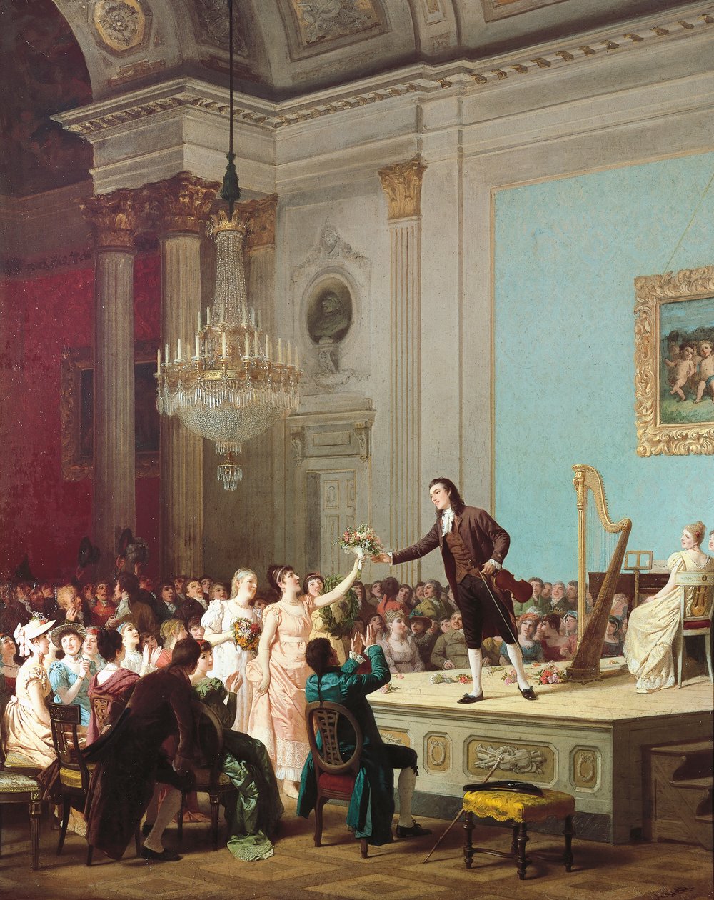 El primer triunfo de Paganini, ca 1890, pintura de Annibale Gatti, Italia de Annibale Gatti