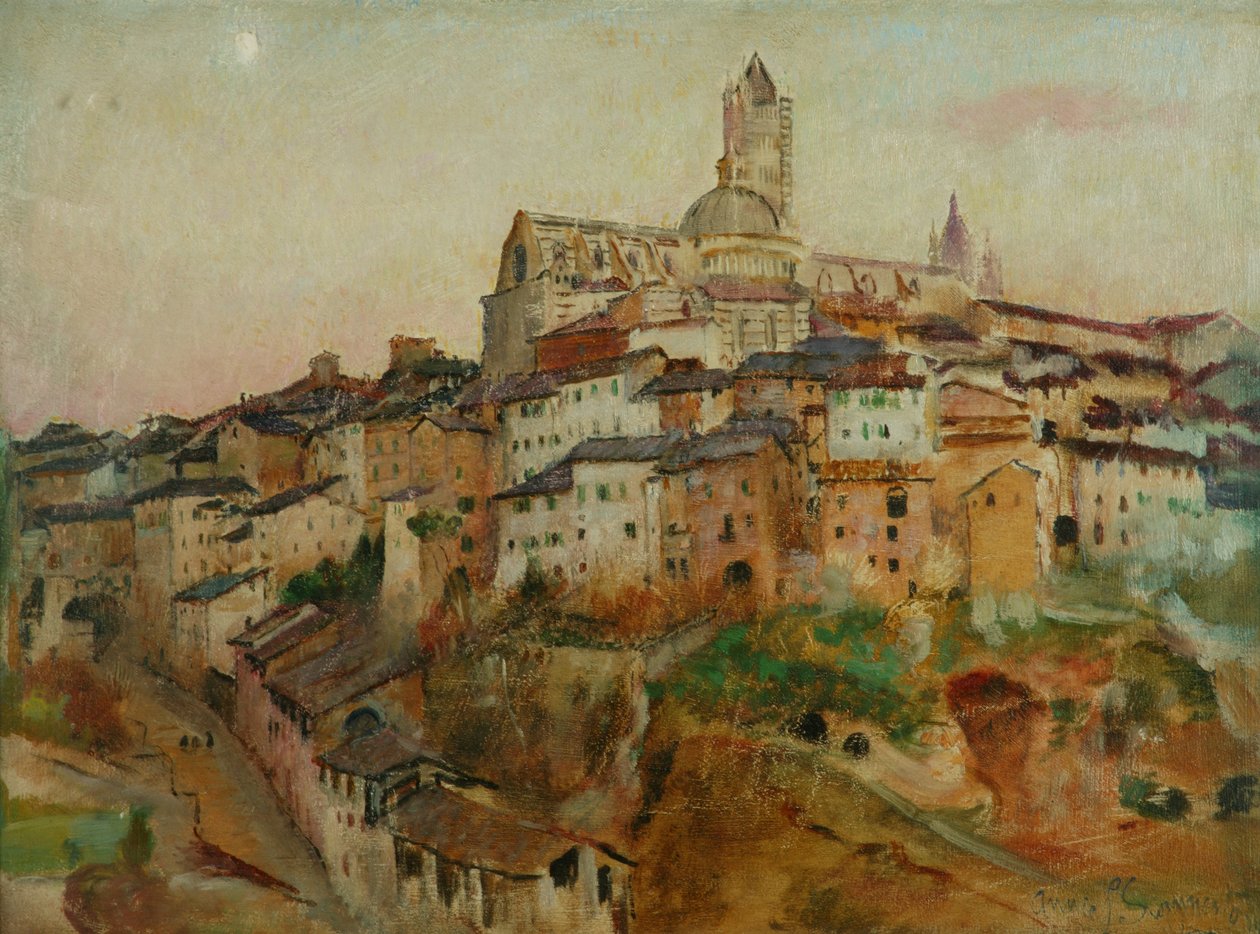 La ciudad de Siena (óleo sobre lienzo) de Annie Louisa Swynnerton