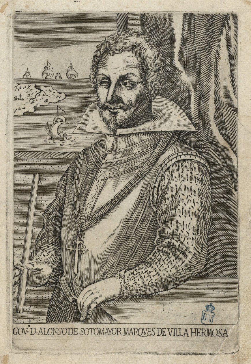 Alonso de Sotomayor, gobernador de Chile. Aguafuerte y buril de Anónimo italiano