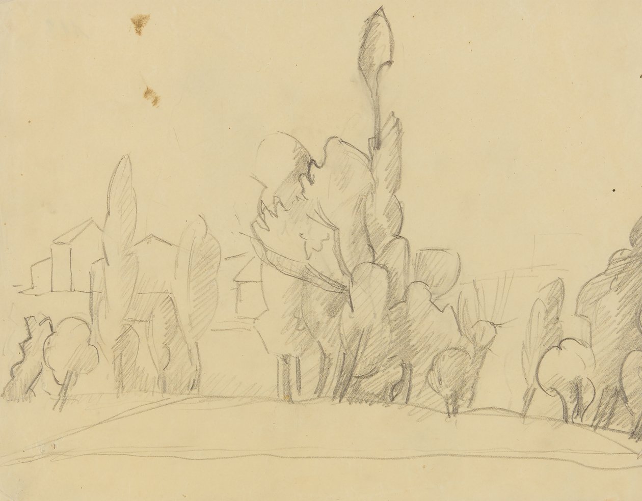 paisaje de árboles con casas de Anny Dollschein