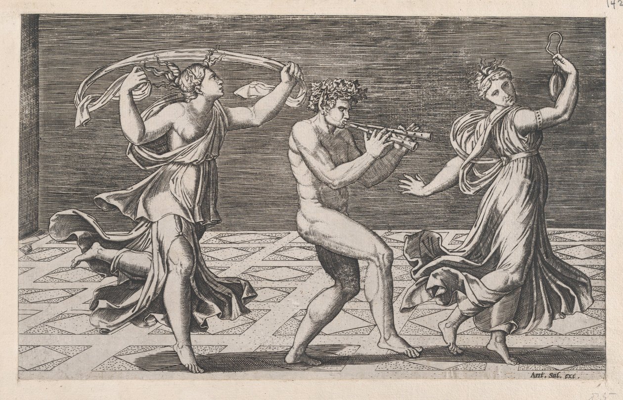 Speculum Romanae Magnificentiae: Danza de faunos y bacantes, principios del siglo XVI de Anon