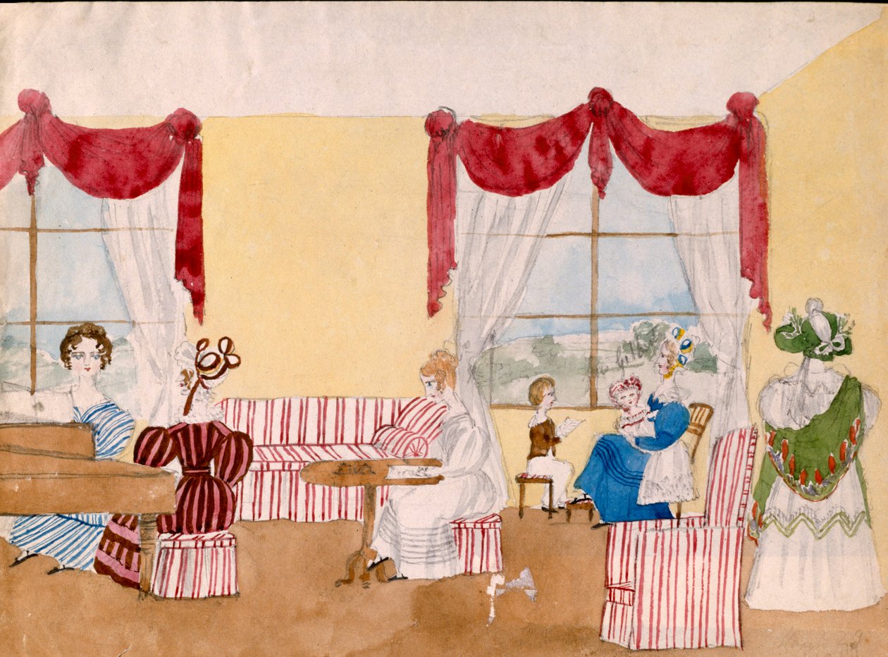 Interior con mujeres y niños, c.1830 de Unbekannt Unbekannt
