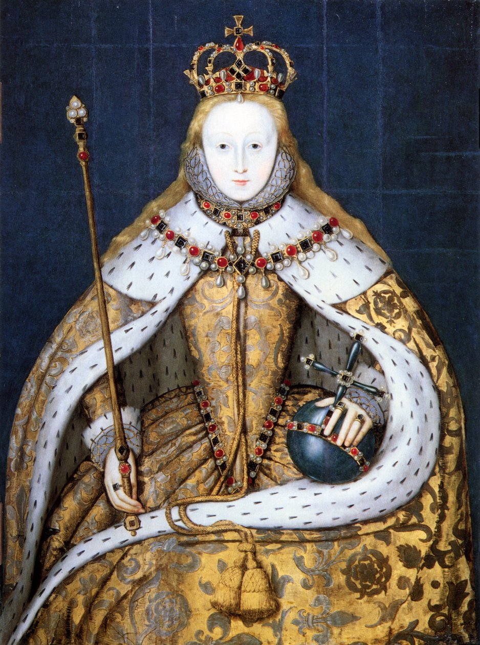 Reina Isabel I de Inglaterra con sus ropas de coronación de Anonymous