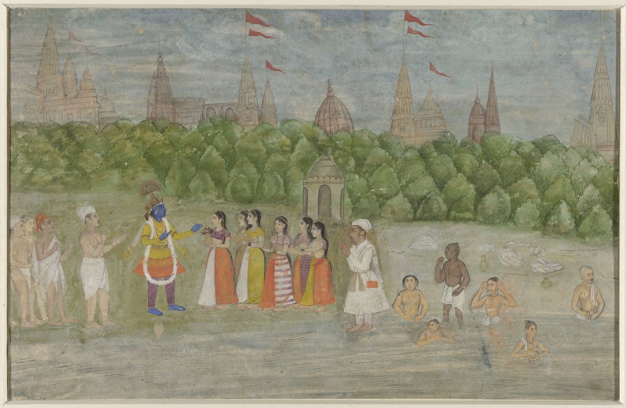 A orillas del Yamuna, en Brindaban, Krishna baila con las Gopis de Anonymous