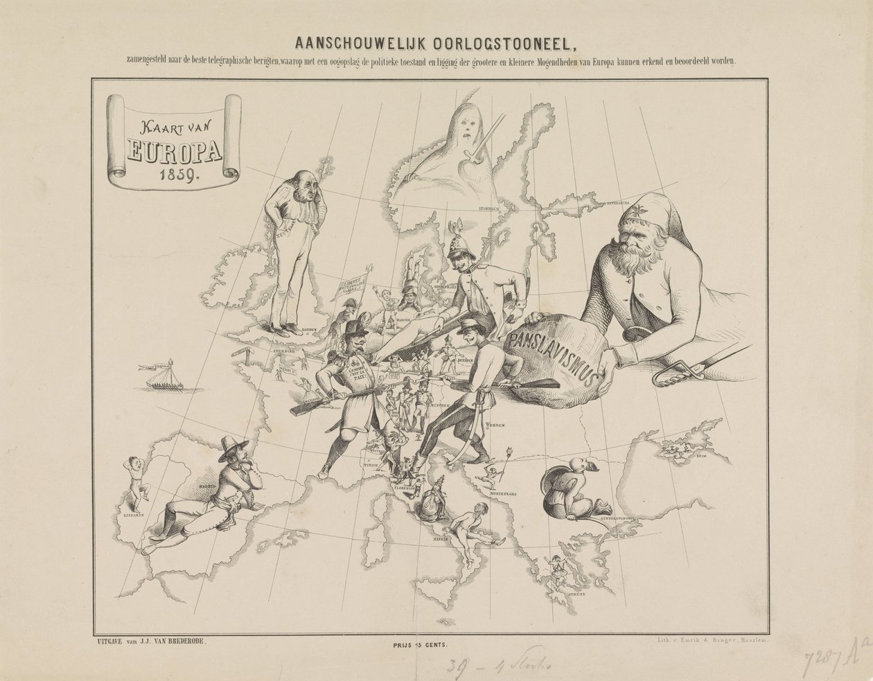 Escena de guerra visual / Mapa de Europa en 1859 (título sobre el objeto) de Anonymous