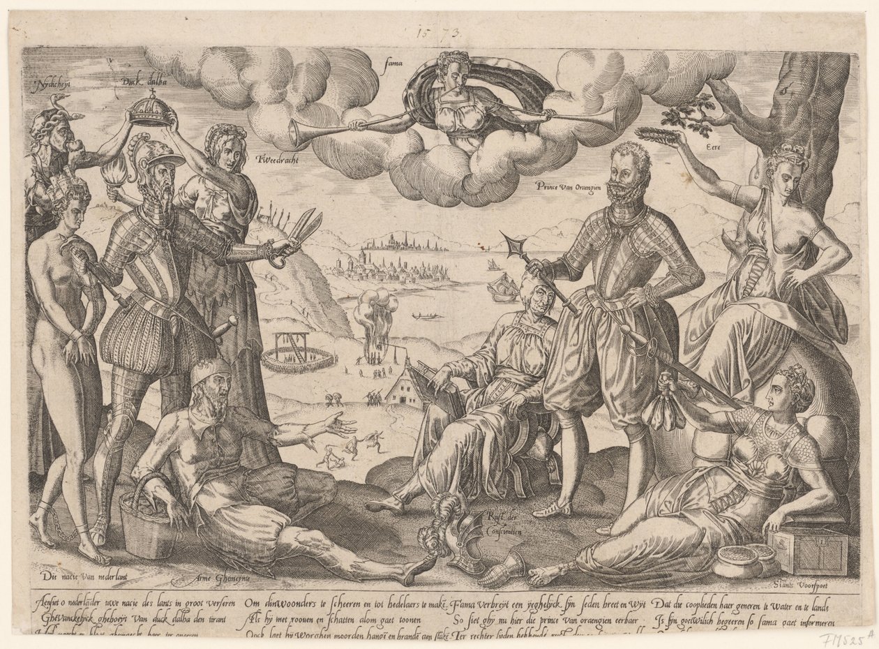 Estampa Alegórica del Duque de Alba y el Príncipe de Orange Estampa alegórica del Duque de Alba y el Príncipe de Orange, c. 1572 de Anonymous