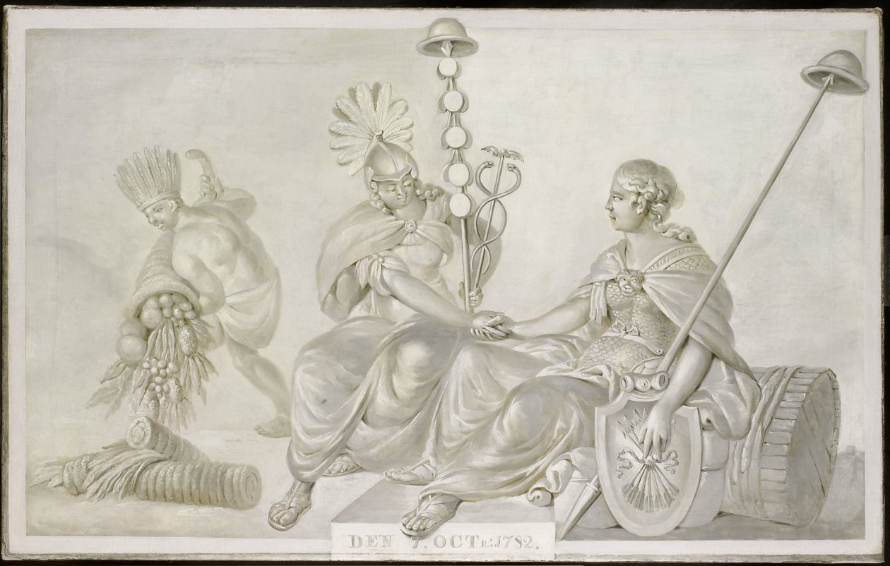Alegoría del "Tratado de Amistad y Comercio entre los Estados Generales de los Países Bajos y los Estados Unidos de América", La Haya, 7 de octubre de 1782 de Anonymous