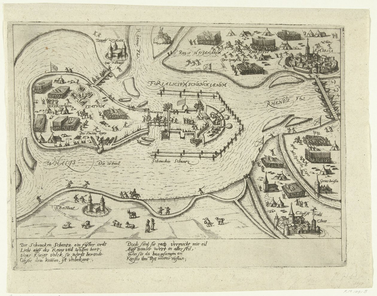 Asedio de Schenkenschans por los españoles, 1599 Forialicium Schenckianum (título sobre el objeto) de Anonymous