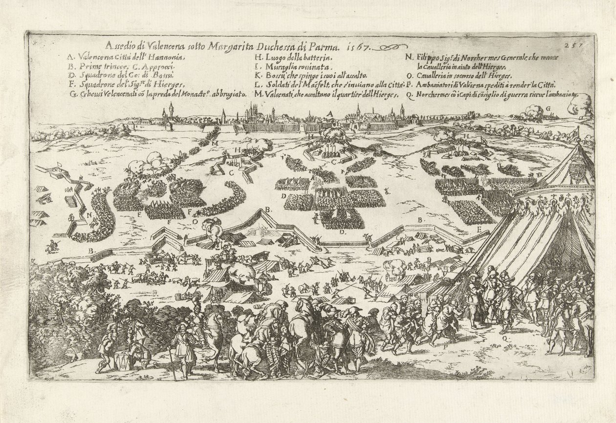 Beleg van Valenciennes, 1567 Sitio de Valencena bajo Margarita Duquesa de Parma. 1567 (título sobre objeto) de Anonymous