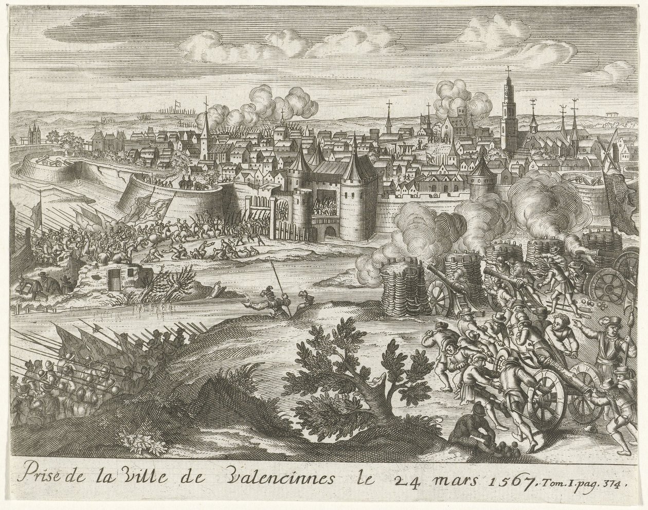 Beleg van Valenciennes, 1567 Toma de la ciudad de Valenciennes el 24 de marzo de 1567 (título sobre objeto) de Anonymous