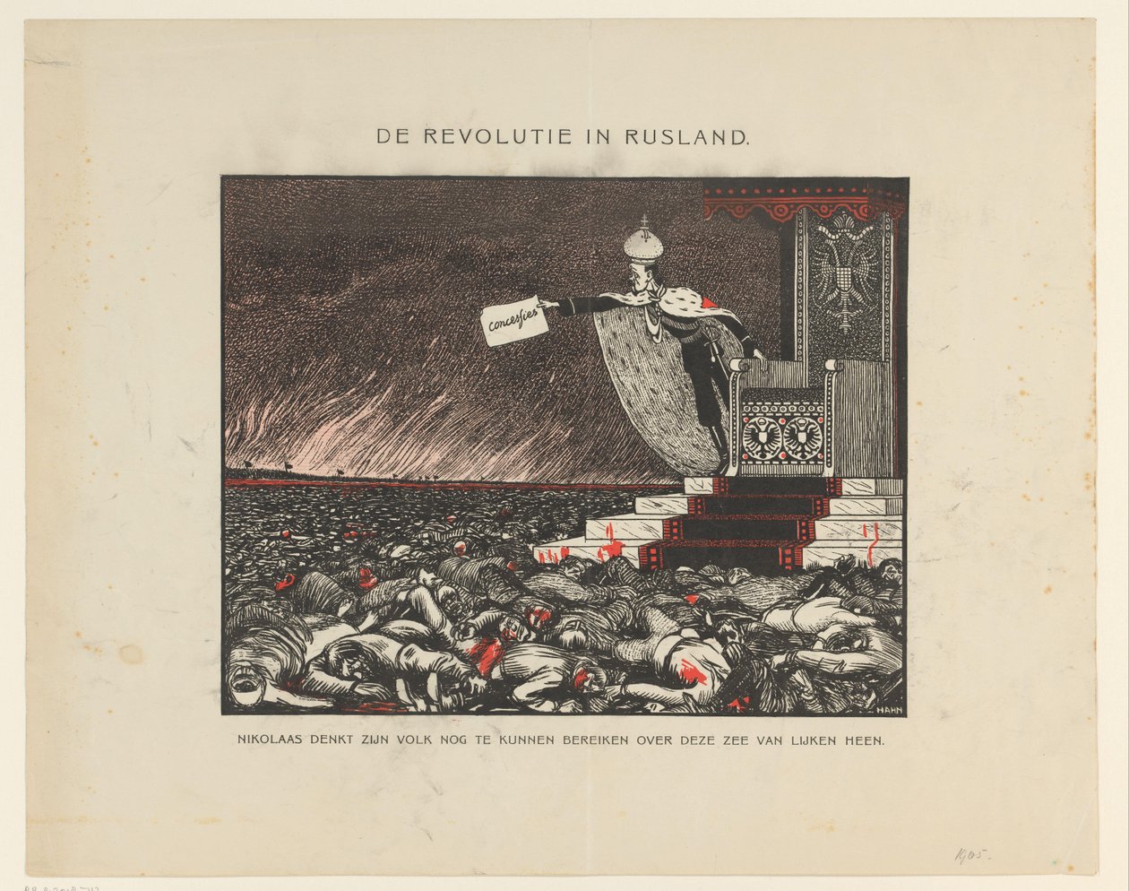 Supresión sangrienta de la Revolución de 1905 por el zar Nicolás II
La revolución en Rusia (título en el objeto) de Anonymous