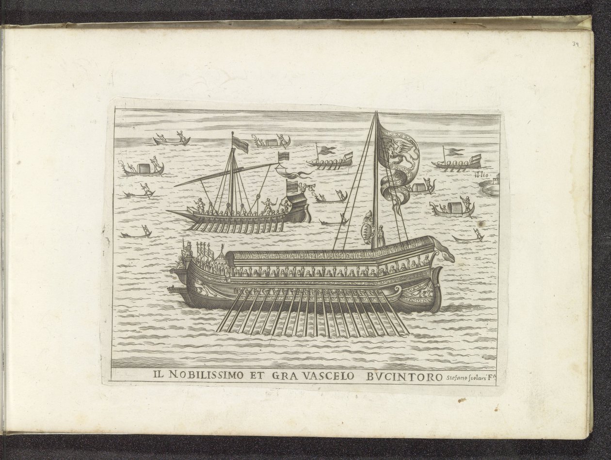 Bucintoro y otros barcos en Venecia Il nobilissimo et gra vascelo Bucintoro (título sobre objeto) de Anonymous