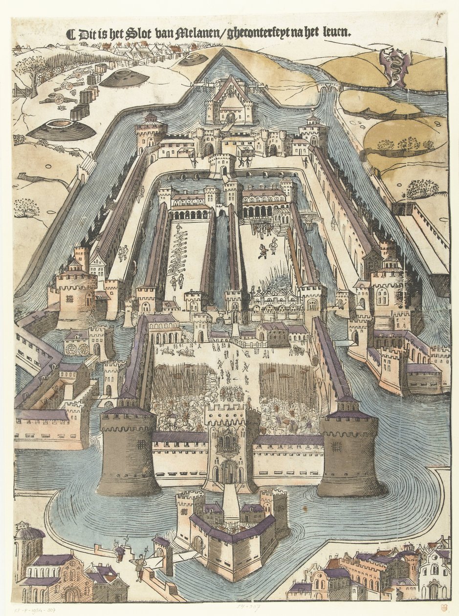 Castillo Sforza Este es el Castillo de Melanen/gheconterfeyt después de la vida (título sobre el objeto) de Anonymous
