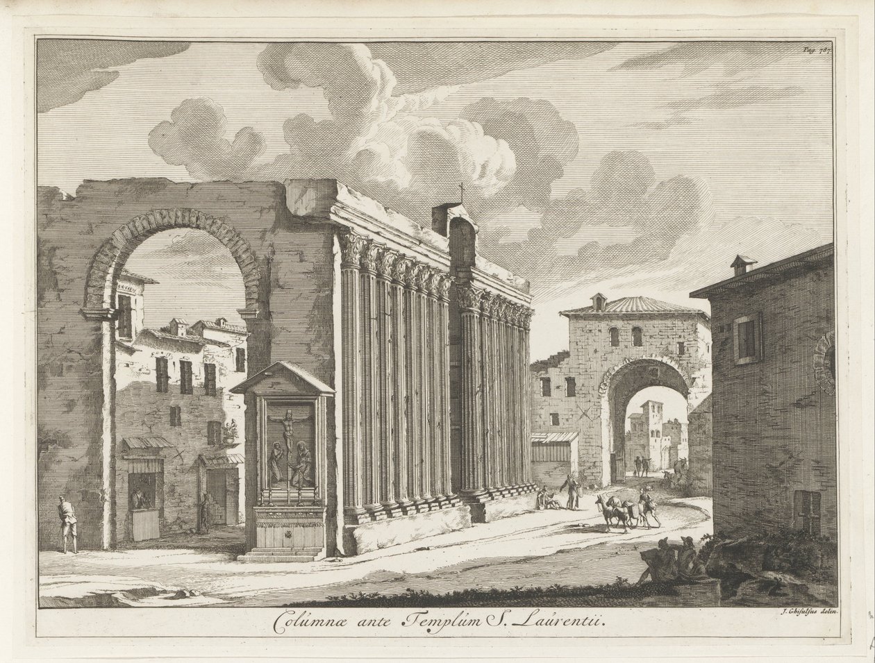 Columnata de San Lorenzo y Roma Columnas del Templo de S. Laurentii (título sobre objeto) Revistas de la pintura italiana (título de la serie) de Anonymous