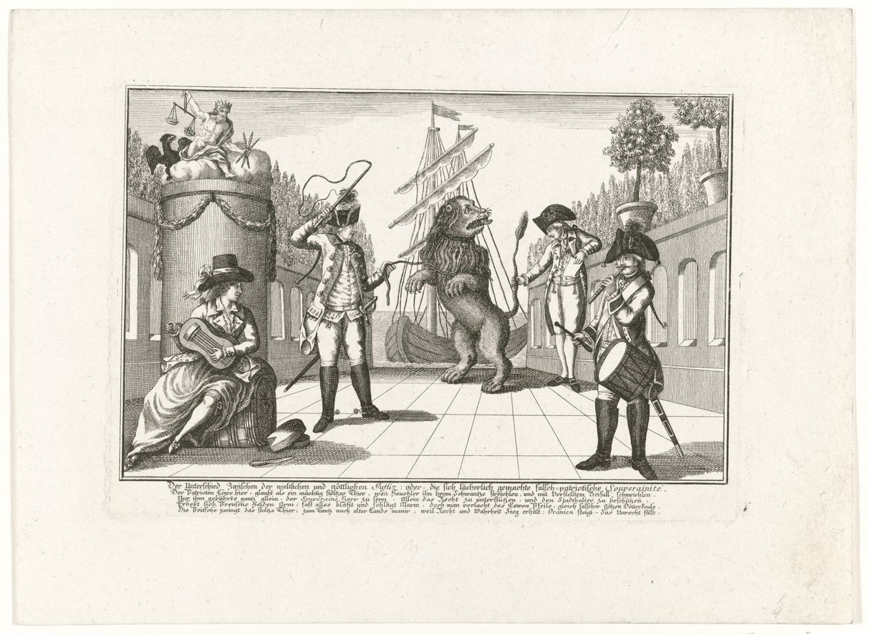 De Hollandse Leeuw de Pruisen, 1787 La diferencia entre la justicia secular y la divina: o, la ridiculizada soberanía falsa-patriótica (...) (título sobre objeto) de Anonymous