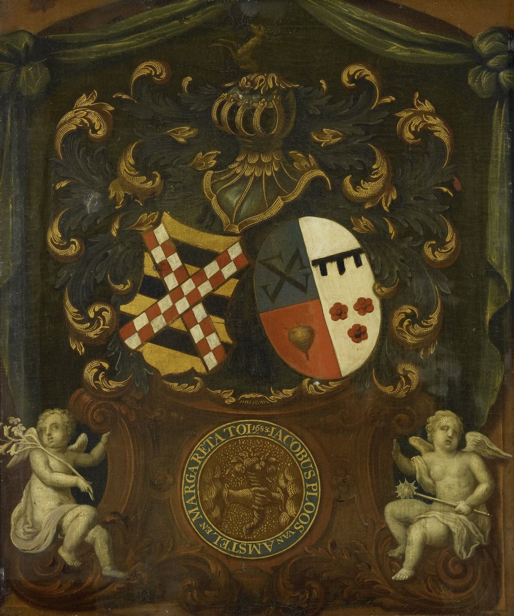 Las armas de la alianza de Jacob Ploos van Amstel y Margareta Tol, 1683 de Anonymous