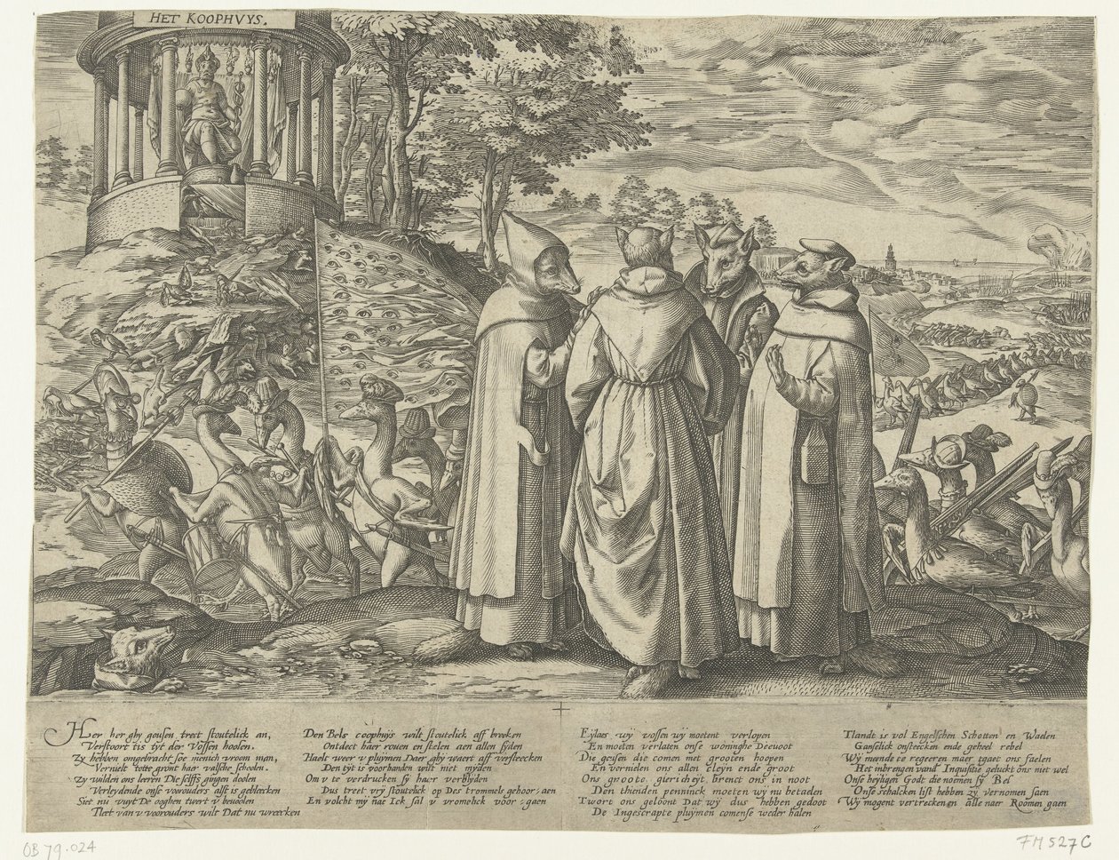 Los gansos persiguen a los zorros, hacia 1572 de Anonymous