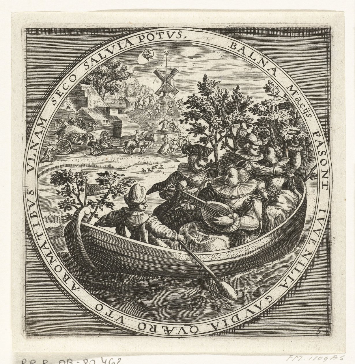 El mes de mayo, compañía de hacer música en un barco, hacia 1600 Los doce meses del año representados en escenas de la vida popular (título de serie) Schemata XII Mensium sius operationibus, & ad signa zodiaci applicatione, in quatuor anni partes divisa (s de Anonymous