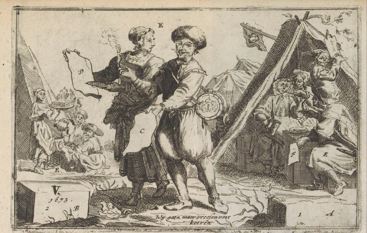 Los valientes bátavos, 1673 Los valientes Bataviers / Le vaillans Bataviers (título sobre objeto) de Anonymous