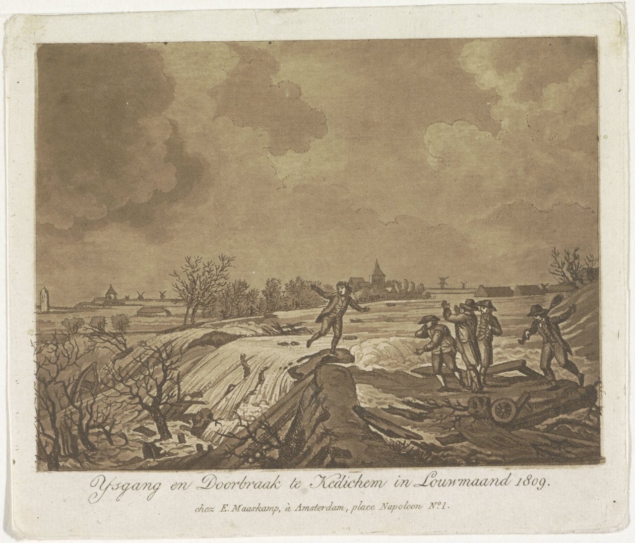 Rotura de dique en Kedichem, 1809
Ysgang y avance en Kedichem en Louwmaand 1809 (título en el objeto) de Anonymous