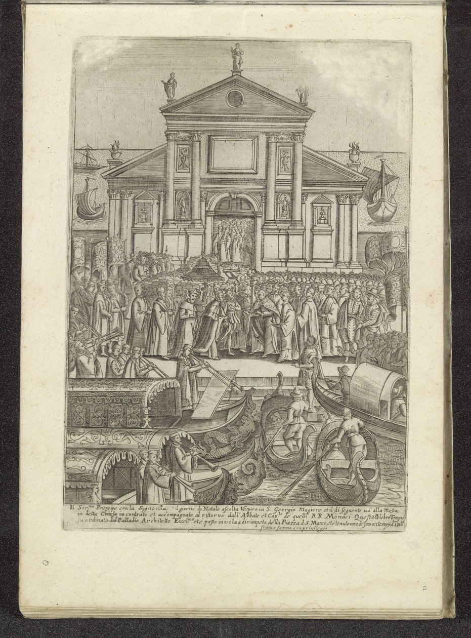 Doge en Serenissima Signoria voor de kerk van San Giorgio Maggiore te Venetië Scènes uit het Venetiaanse leven (título de la serie) Habiti d