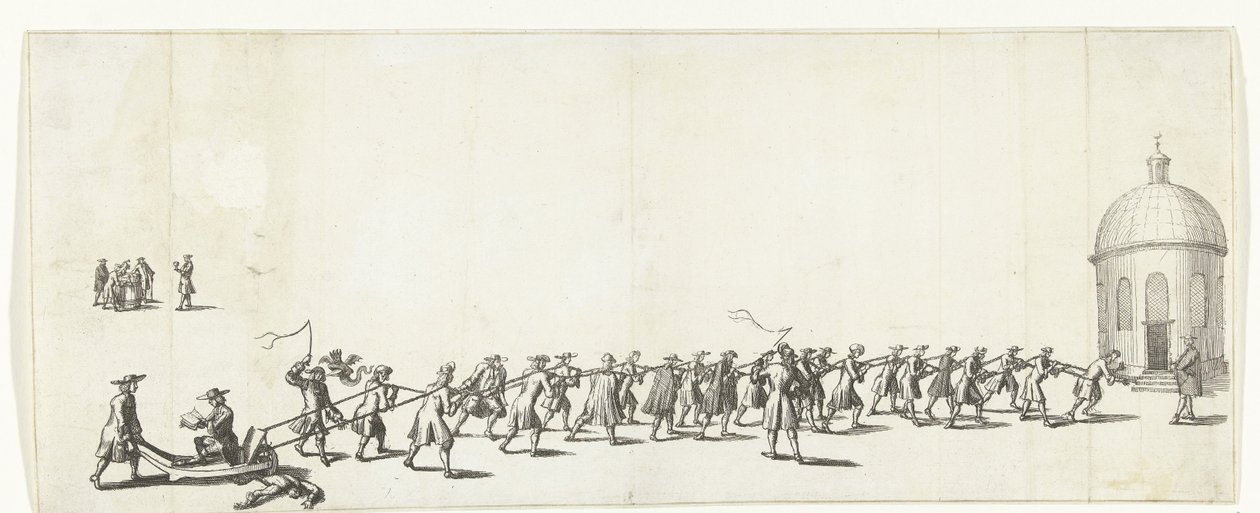 Dominicus es dibujado en una carretilla a la iglesia luterana de Ronde, 1683-1684 de Anonymous