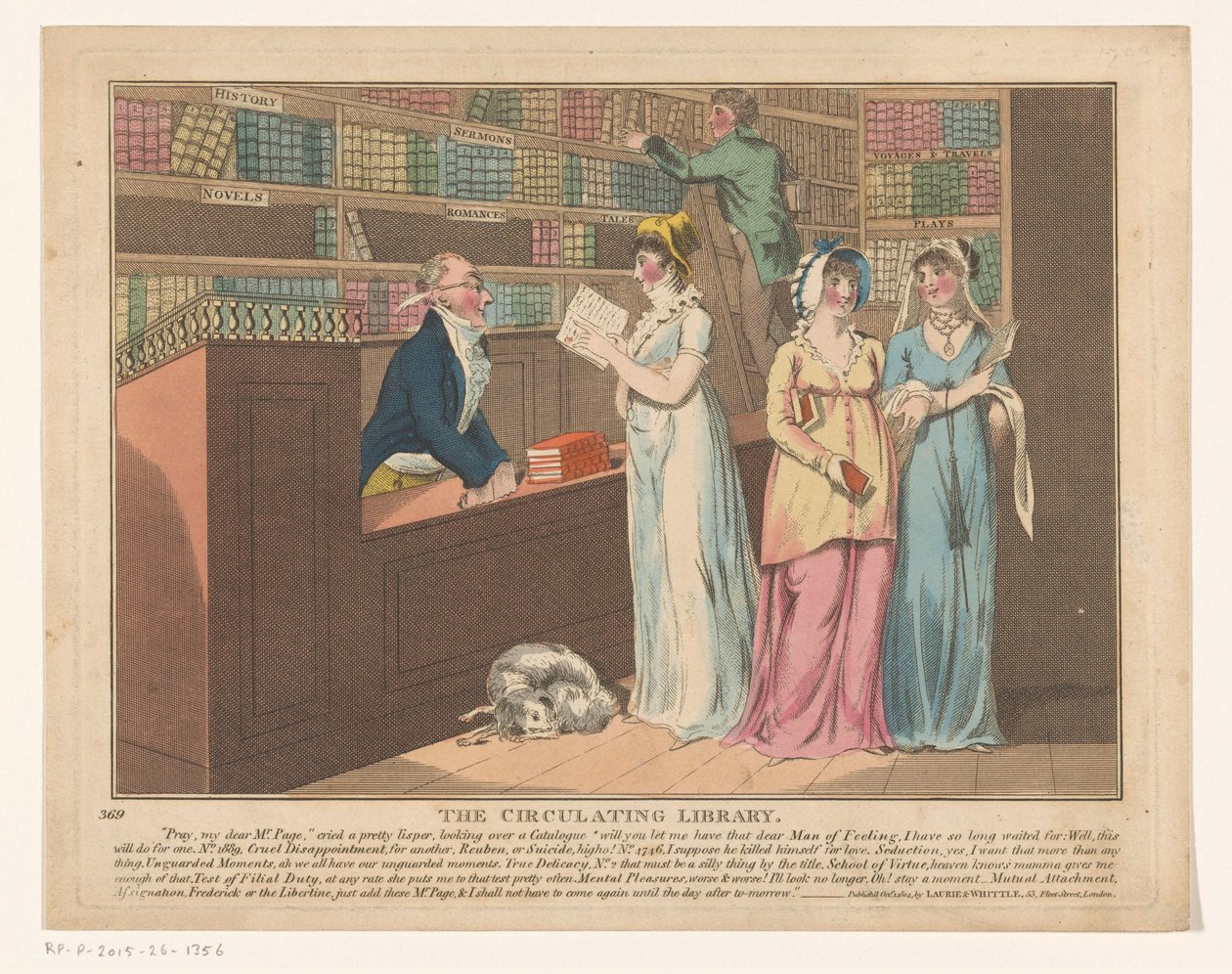 Tres mujeres en una biblioteca de préstamo La biblioteca circulante (título sobre objeto) de Anonymous