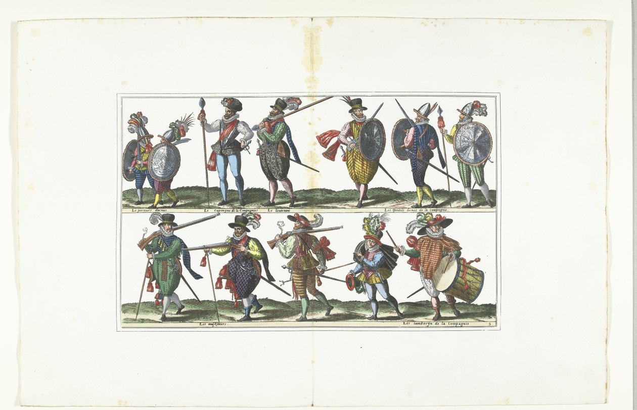 Placa doble con doce civiles armados uniformados según la moda en Amberes, hacia 1580 Bourgeois d