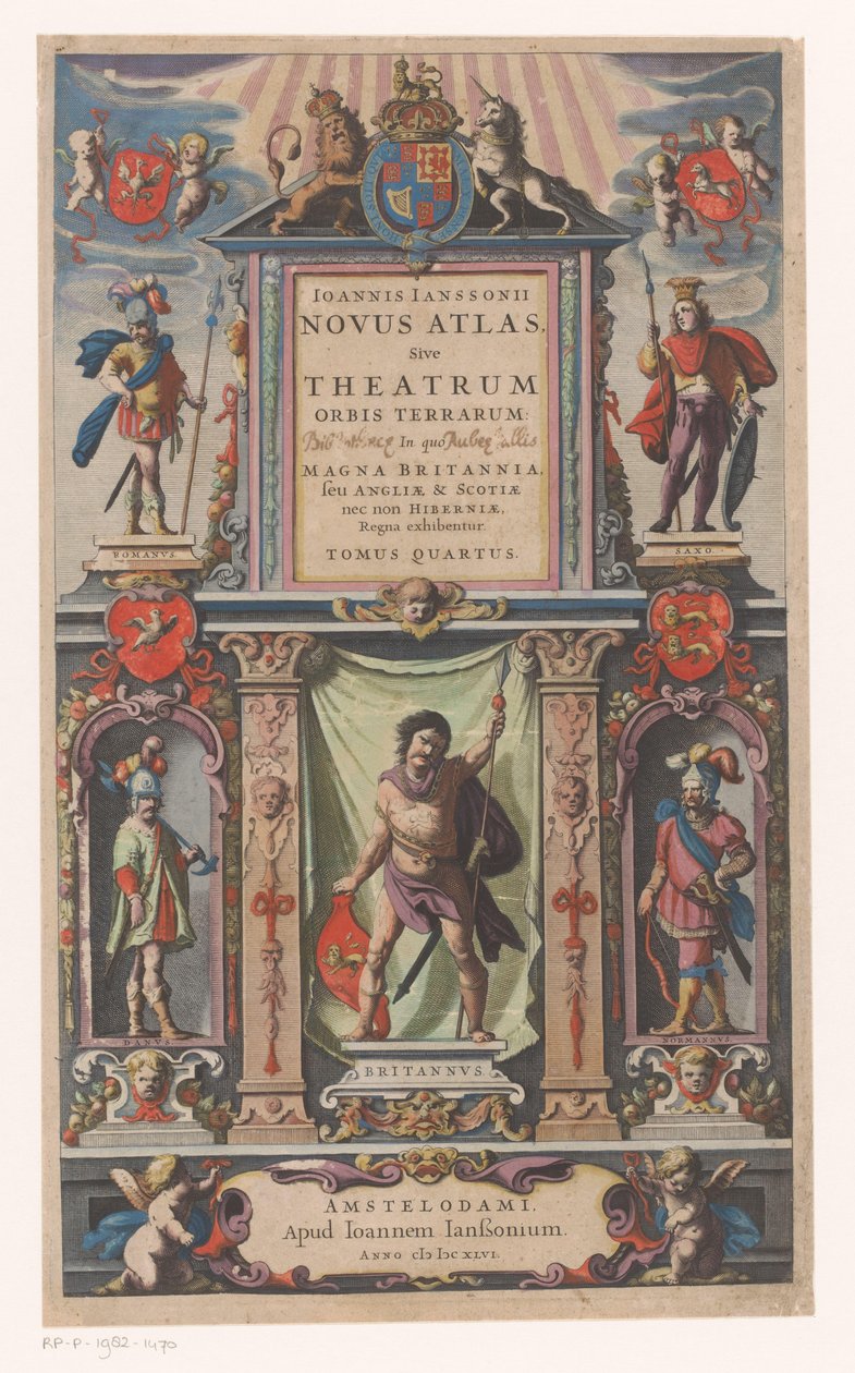 Fachada con personificaciones de cinco grupos de población
Portada de: Johannes Janssonius, Novus atlas, Sive theatrum (...) Tomus quartus, 1646 de Anonymous