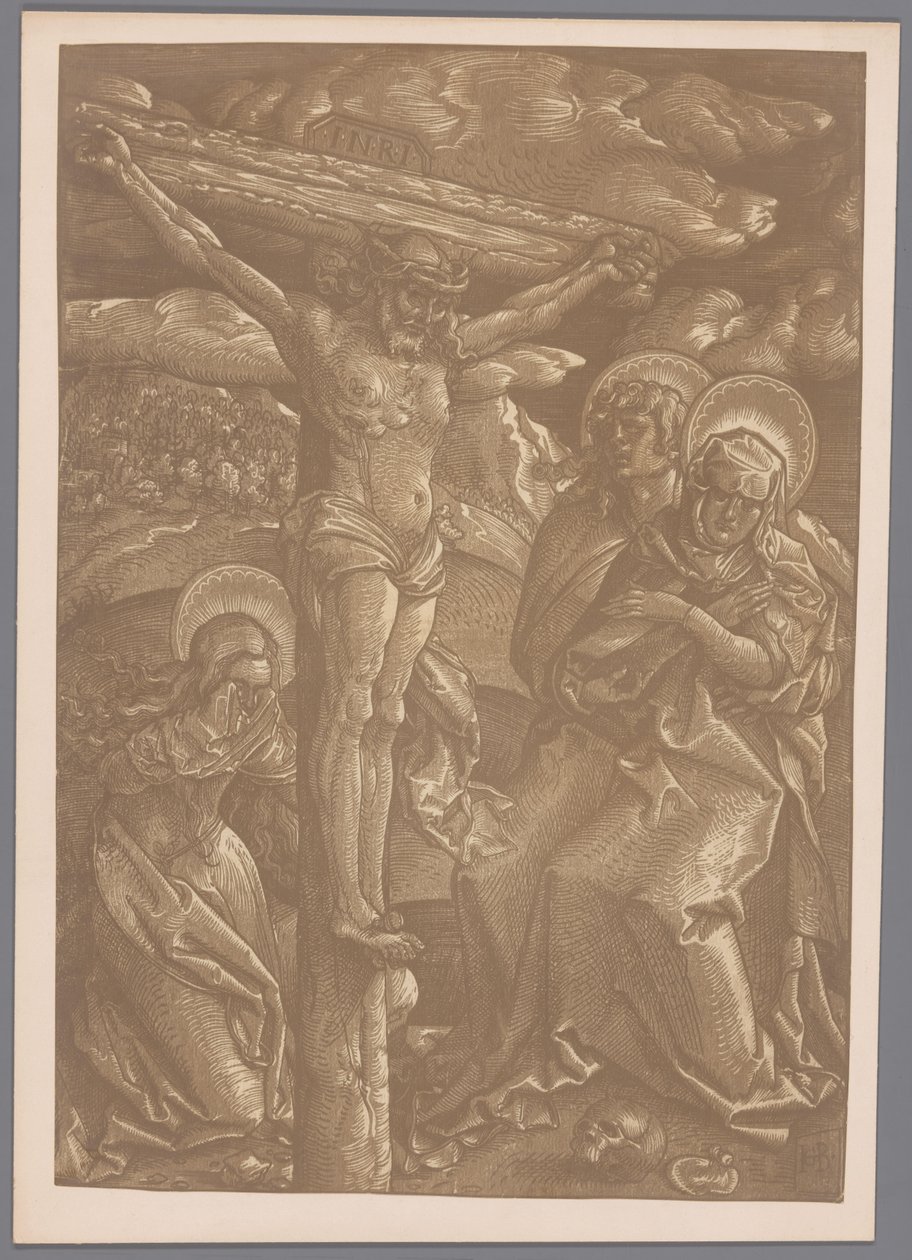 Reproducción fotográfica de la xilografía en claroscuro Cristo en la cruz de Hans Baldung Grien de Anonymous