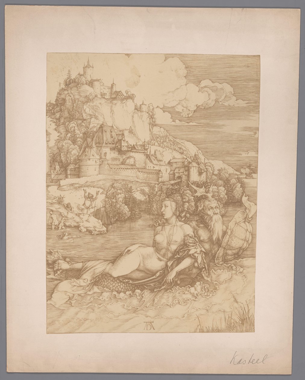 Reproducción fotográfica del grabado Abduction by the Sea Monster de Albrecht Dürer de Anonymous