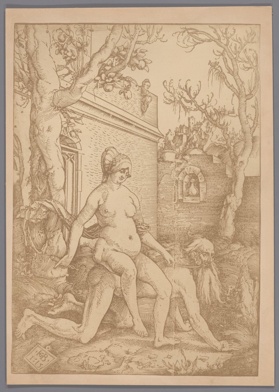 Reproducción fotográfica de la xilografía Aristóteles y Phyllis de Hans Baldung Grien de Anonymous