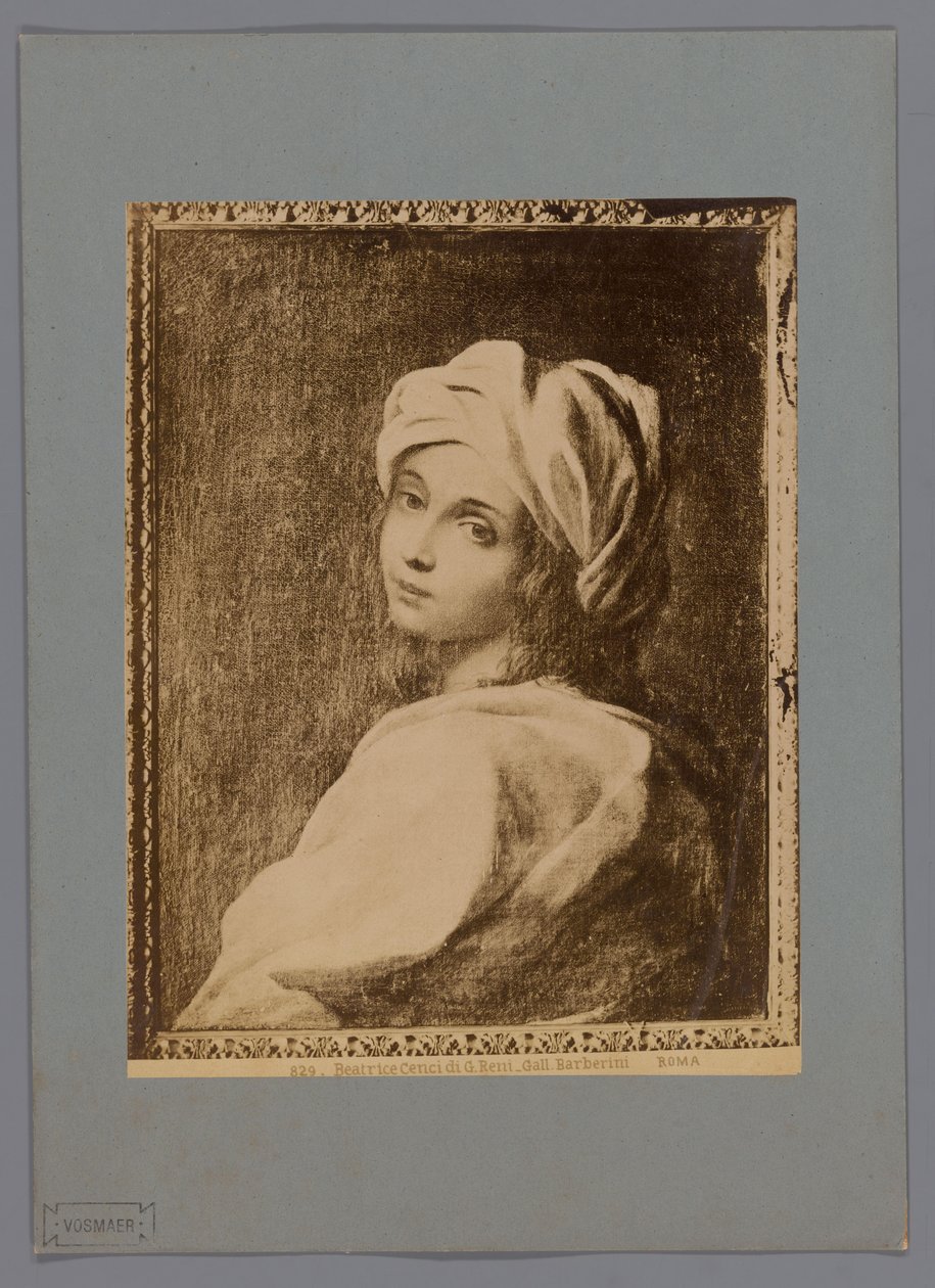 Reproducción fotográfica de un retrato pintado de Beatrice Cenci por Guido Reni, en la Galleria Barberini de Roma Beatriz Cenci di G. Reni - Gall. Barberini (título sobre objeto) Roma (título de la serie sobre el objeto) de Anonymous