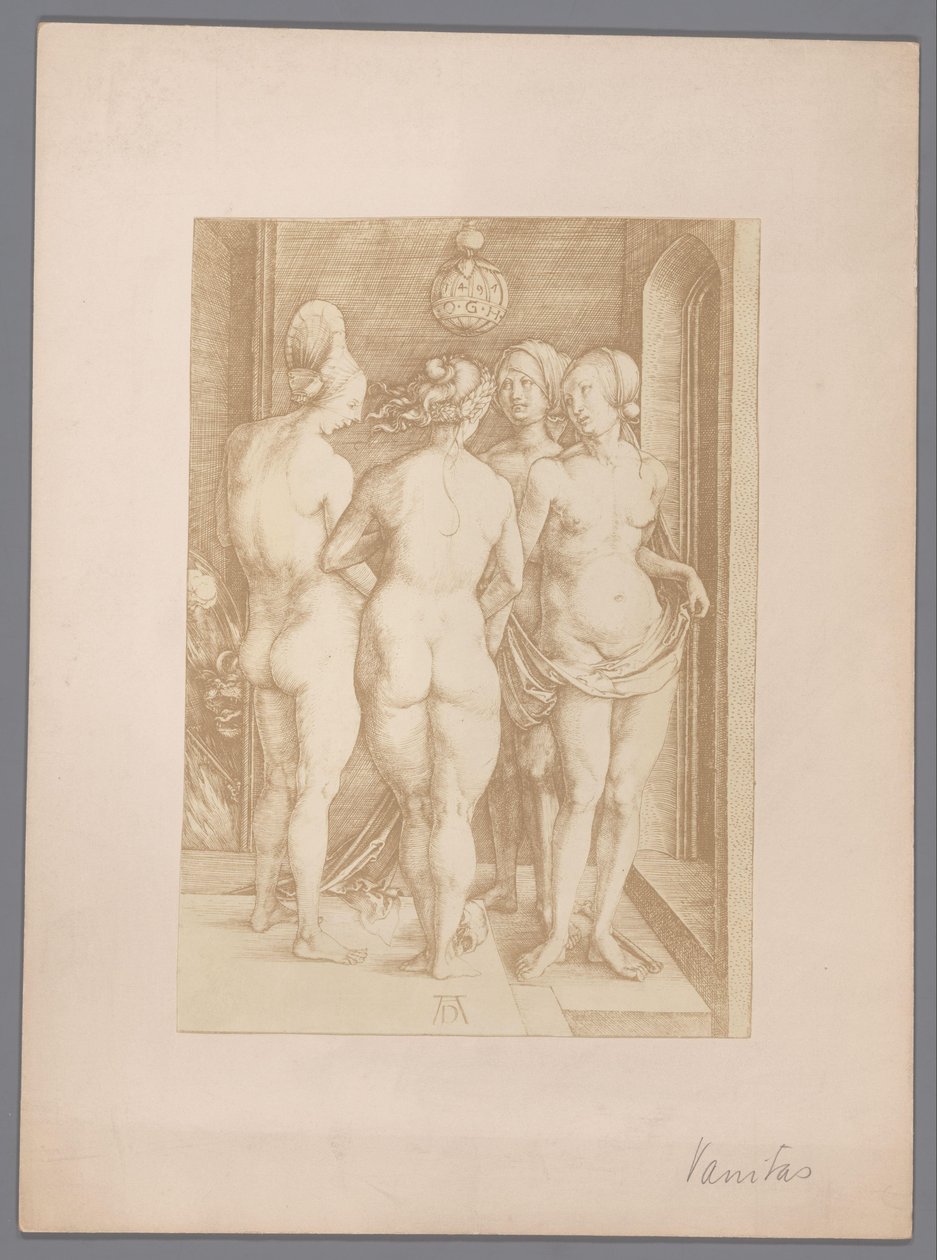 Reproducción fotográfica de un grabado de cuatro mujeres desnudas de Albrecht Dürer de Anonymous