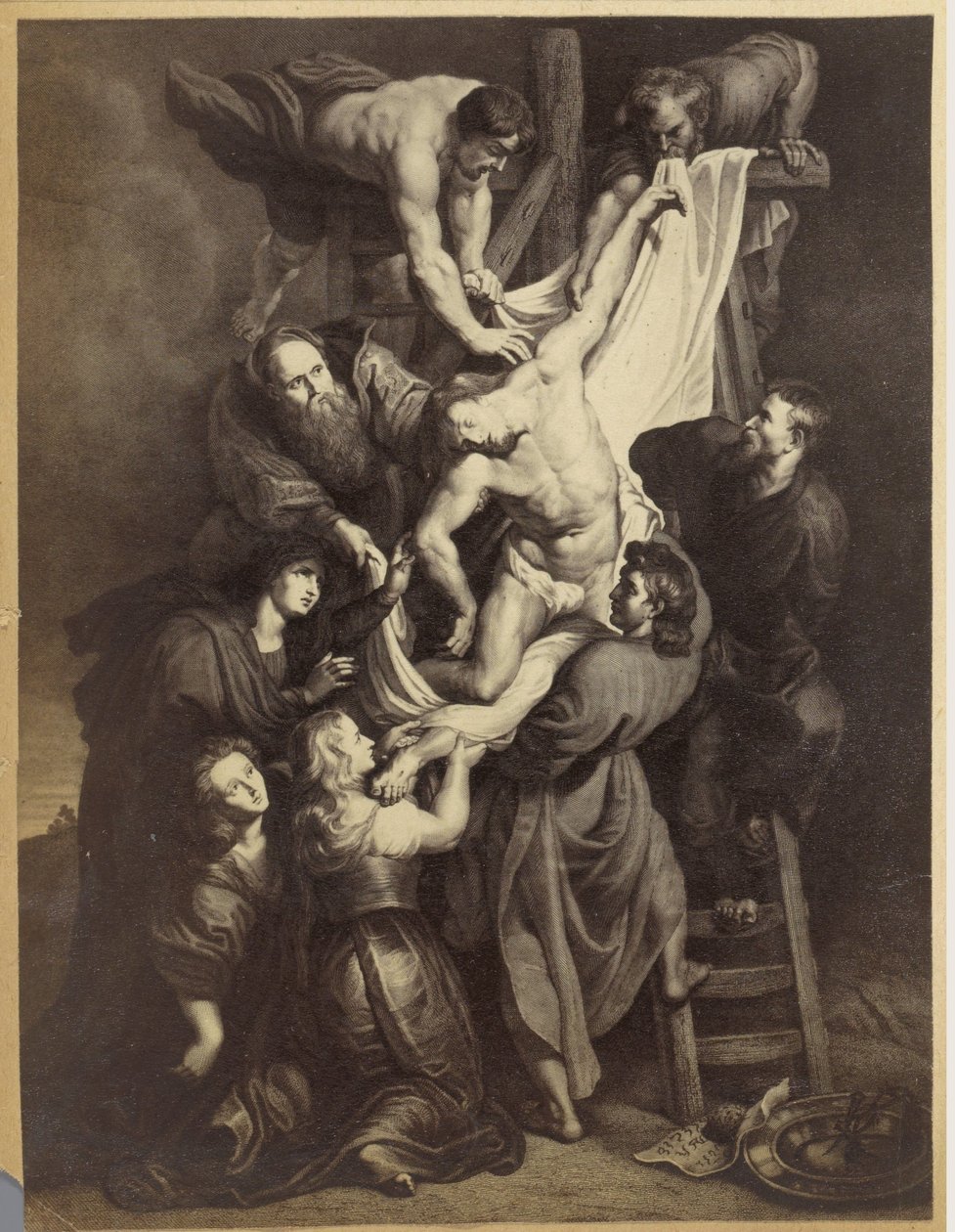 Reproducción fotográfica de una impresión según el cuadro Descendimiento de la cruz de Peter Paul Rubens de Anonymous