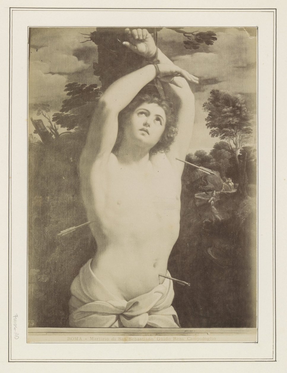 Reproducción fotográfica de un cuadro de Guido Reni, que representa el martirio de San Sebastián ROMA - Martirio di San Sebastiano, Guido Reni. Campidoglio (título sobre objeto) de Anonymous