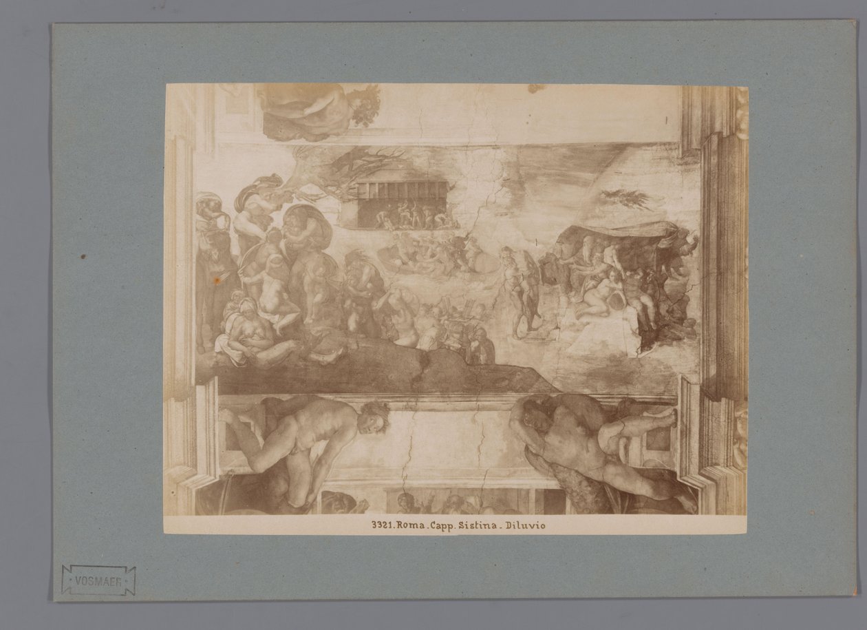 Reproducción fotográfica del fresco El Diluvio de Miguel Ángel en la Capilla Sixtina Roma. cap. sistina Diluvio (título sobre objeto) de Anonymous