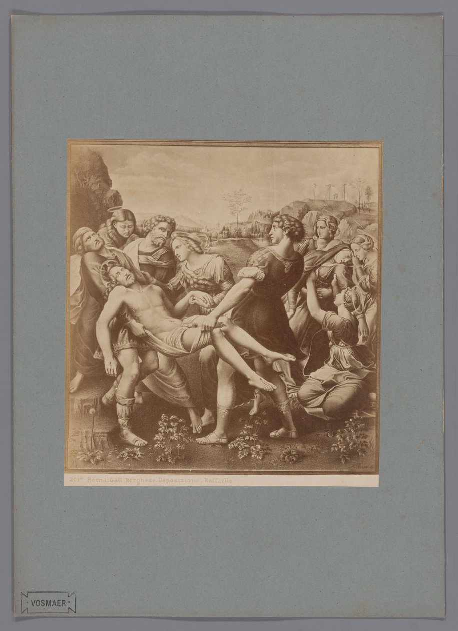 Reproducción fotográfica del cuadro Descendimiento de la cruz de Rafael, en la colección de la Galleria Borghese de Roma Roma. Hiel. Borghese. Depósito. Raffaello (título sobre objeto) de Anonymous