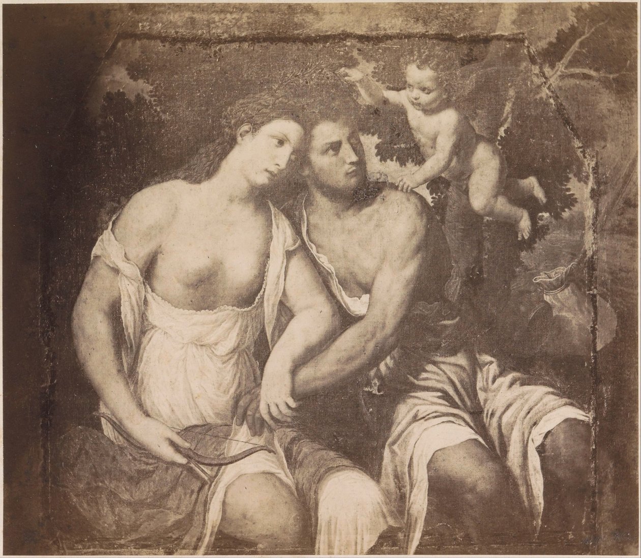 Reproducción fotográfica del cuadro Venus y Adonis según Paris Bordone París Bordone. Venus y Adonis (título sobre el objeto) káiserl. Königl. Gallery in Wien (título de la serie sobre el objeto) de Anonymous