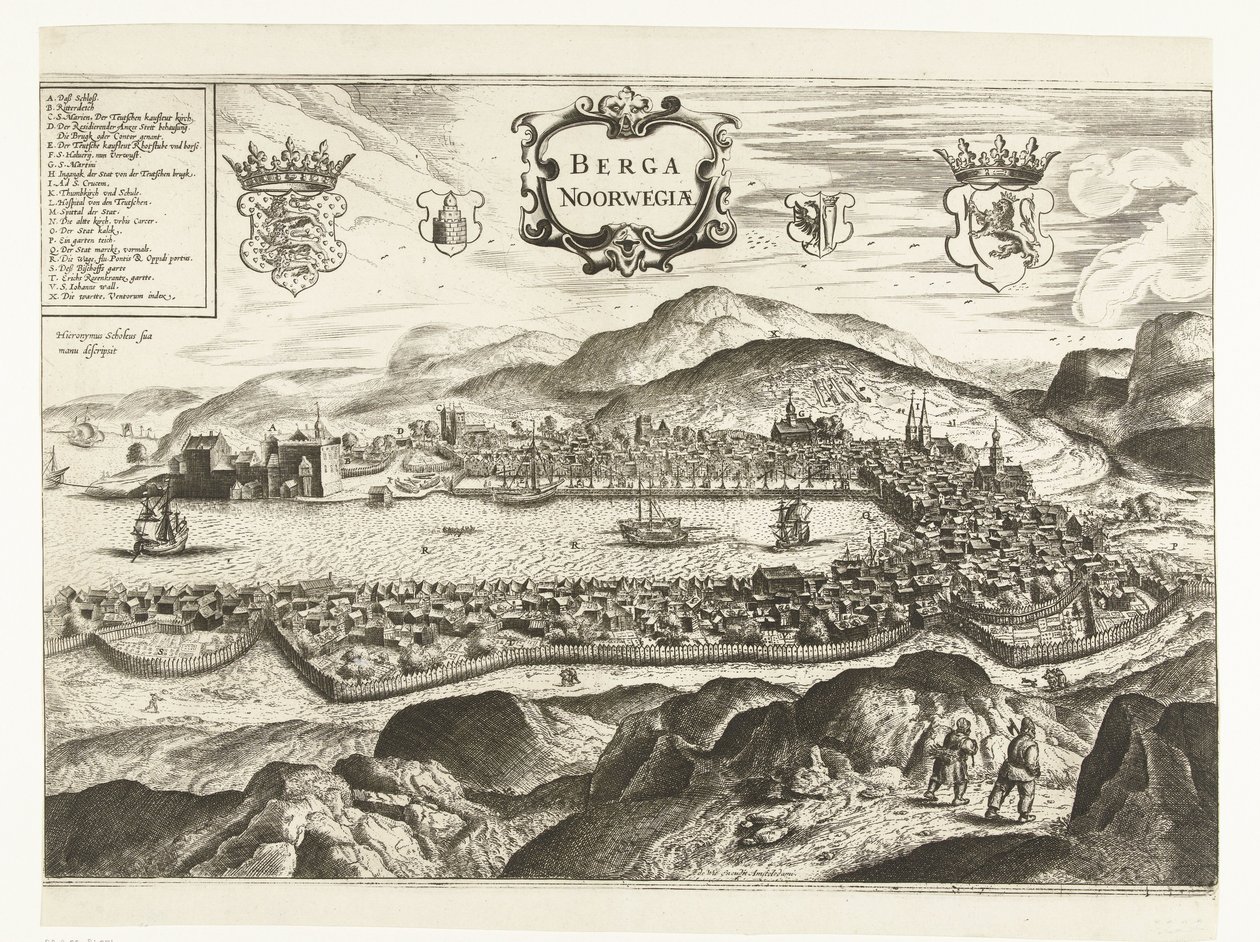 Vista de Bergen (Noruega), 1665 Berga Noruega (título sobre objeto) de Anonymous